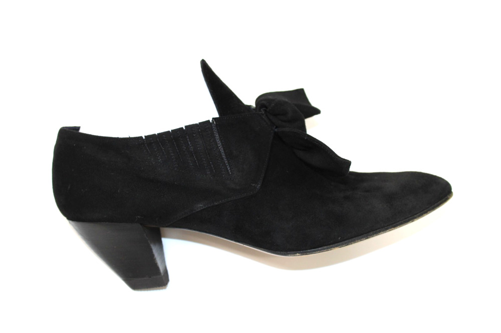 Vintage 90s Carla Marchetti Heels 38.5 Italy Bootie Suede Leather Bow Tie